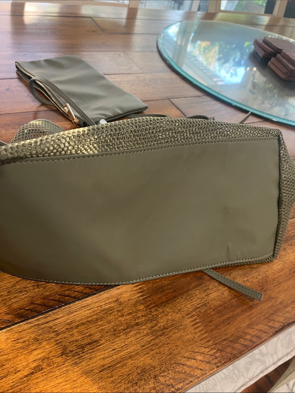 Aldo Meshcarry Olive Green Mesh slouchy tote Hobo Bag - Picture 8 of 16